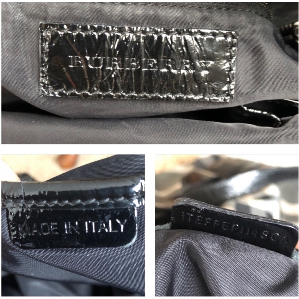 Burberry Black Beat Check Nylon And Patent Leather Lowry Tote - Picture 14 of 16